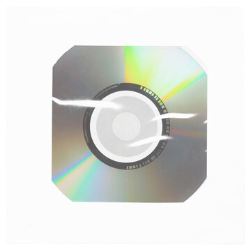 Vintage white CD sleeve with disc media. png isolated on transparent background