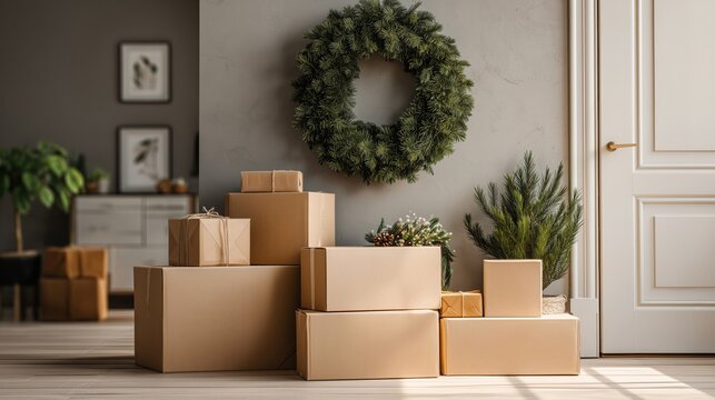 Holiday Gift Boxes and Festive Home Decorations