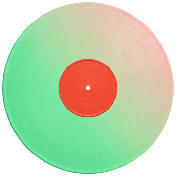Green Pear retro style vinyl record orange label. realistic photography. png isolated on transparent background for graphic design