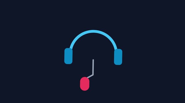 Animated customer support headset minimalist flat for business communication and help desk services animation 4k