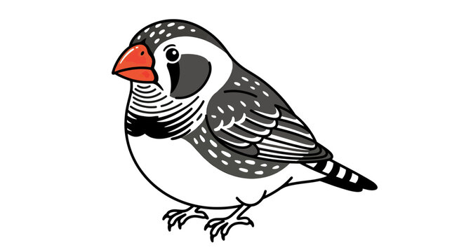 Cute Zebra Finch Bird Isolated Transparent Background