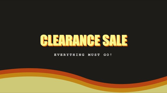 Clearance sale everything go motion with retro wave animation 4k background, for retail marketing, and promotional advertising campaigns