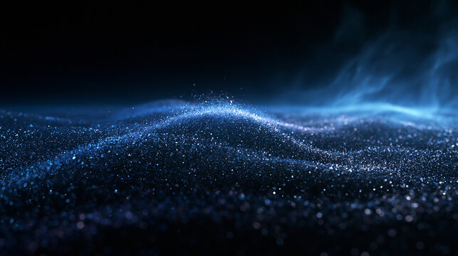 Abstract Glowing Blue Particle Wave Background
