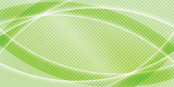 Abstract Green Flowing Wave Background with Halftone Pattern