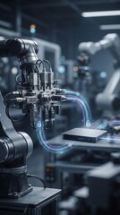 Fototapeta premium Quantum Encrypted Communications Between Industrial IoT Sensors