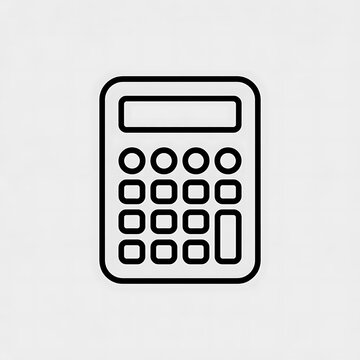 Simple black and white line art calculator icon