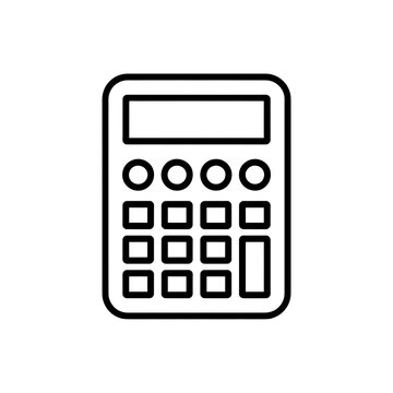 Simple black and white line art calculator icon