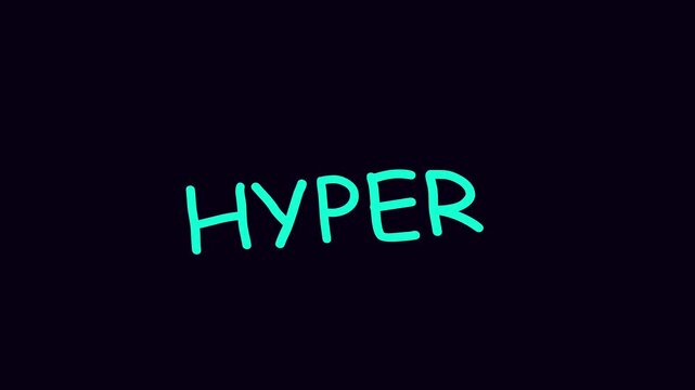 Hyper neon text animation on dark 4k background, dynamic motion for, digital marketing and, social media branding