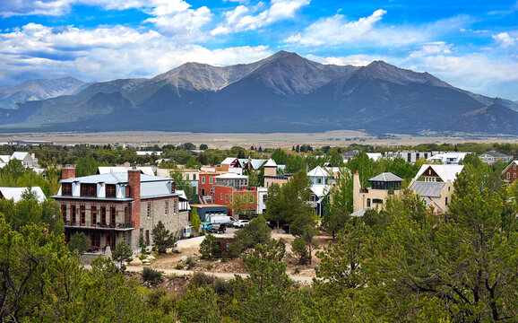 Town of Buena Vista, Colorado, with Mount Princeton in the background