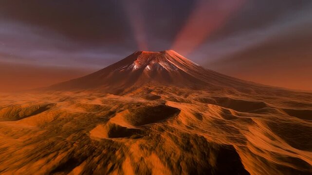Martian Volcanic Landscape Sunset 4K Generative AI