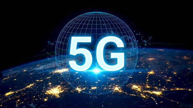 Global 5G Network Connectivity Concept with Earth and Digital Communication Technology
