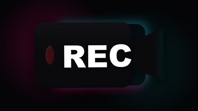 A bright neon red recording indicator light flashes steadily while the text appears prominently across a dark interface screen to signal that the broadcast session is currently being captured