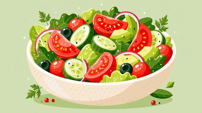 fresh green salad illustration