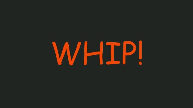 Animated whip text with bold orange typography on dark animation 4k background, for dynamic motion projects