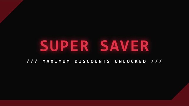 Super saver maximum discounts unlocked motion for sales promotion and e-commerce marketing animation 4k