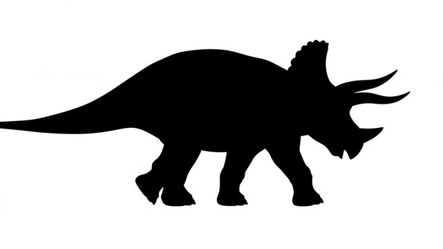 Triceratops dinosaur silhouette standing in side view against a plain white background