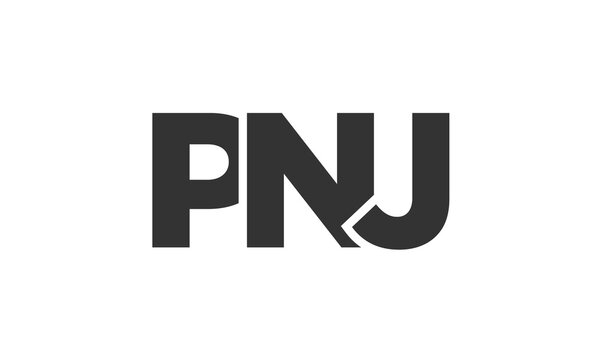 PNJ logo design template with strong and modern bold text. Initial based vector logotype featuring simple and minimal typography. Trendy company identity.