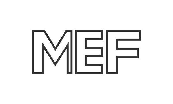 MEF logo design template with strong and modern bold text. Initial based vector logotype featuring simple and minimal typography. Trendy company identity.