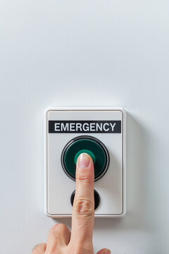 非常ボタンを押す指 | Finger pressing the emergency button Generative AI