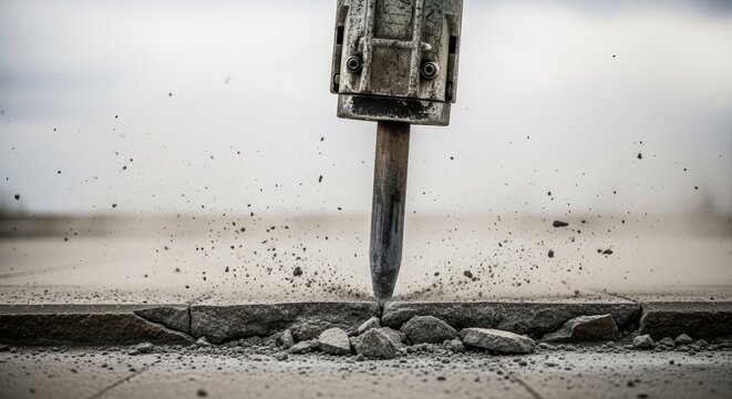 Jackhammer in Action - Concrete Demolition.