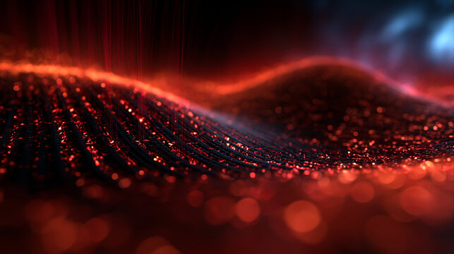 Abstract Futuristic Glowing Particle Wave Technology Background