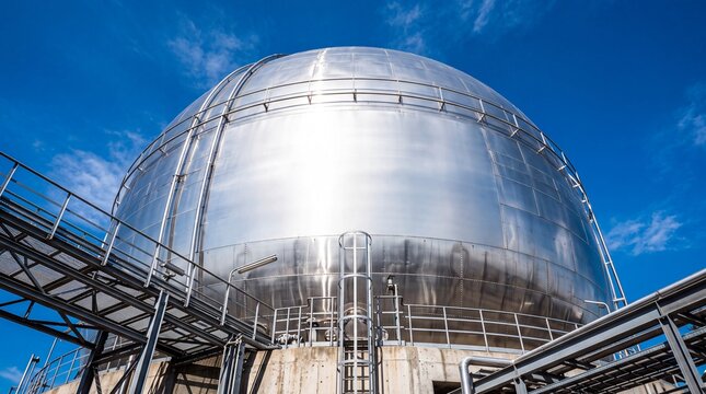 Large Spherical Gas Storage Tank at Industrial Plant