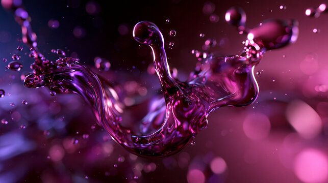 Dynamic Purple and Pink Liquid Fluid Splash Macro