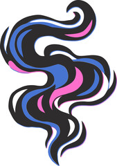 Obraz premium Stylized smoke trail vector, abstract colorful steam swirl, decorative blue and pink vapor wave for graphic design