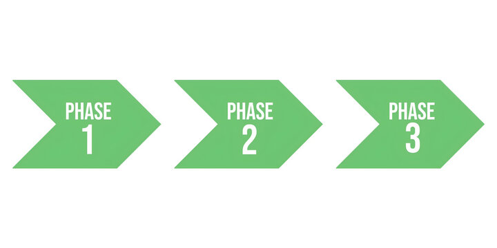 Three Phase Process Steps Progress Arrow Business Infographic