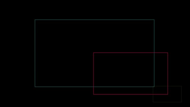 Minimalist neon geometric frames animation: abstract glowing rectangles overlay for modern digital and motion 4k