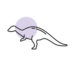 Sauropod Dinosaur Icon With Long Neck Long Tail Four Legged Prehistoric Reptile Line Art Outline Vector Icon Coloring Book Page Illustration Design Element For Dinosaur Prehistoric Animal Wildlife Edu © RM Design