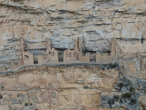 Chachapoya Archaeological Ruins on a Cliff in Luya Peru