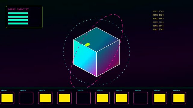 The perception fusion data display shows a glowing rotating cube with digital tracking markers and shifting information bars arranged in a dark futuristic computer user interface