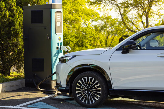 The electric car is charging
