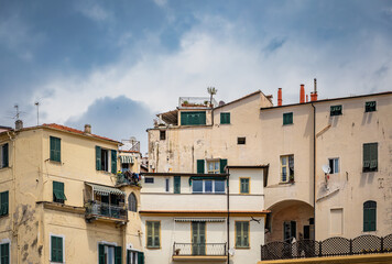 Fototapeta premium Traditional colorful Mediterranean houses in the Old Town of Sanremo, Italy
