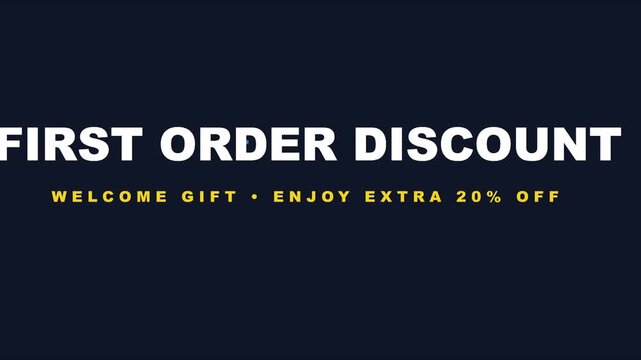 First order discount welcome gift enjoy extra 20% off promotional animation 4k