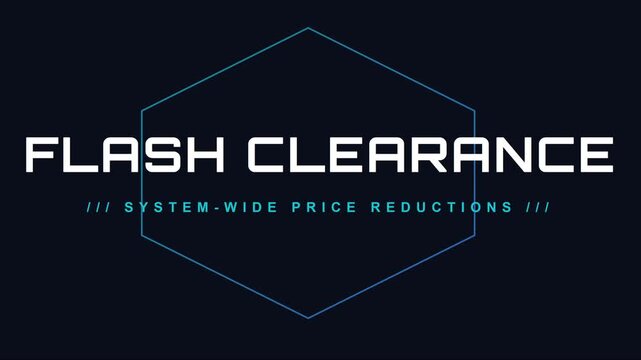 Flash clearance system-wide price reductions motion for retail sales and marketing promotions animation 4k