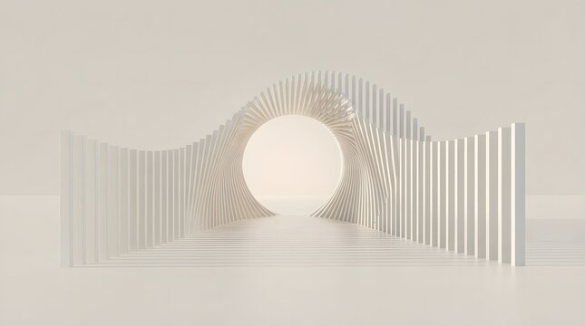 reate a completely original minimalist abstract 3D artwork combining the soft organic radial curves of the first reference with the precise vertical line geometry of the second. Hundreds of ultra-thin