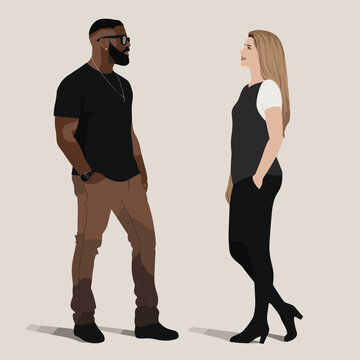 Black man woman date isolated