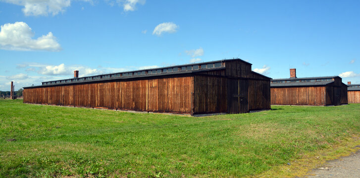 AUSCHWITZ BIRKENAU POLAND: Prisoners barracks of Auschwitz concentration camp was a complex of concentration and extermination camp operated by Nazi Germany in occupied Poland during WWII