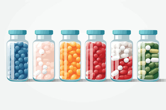 Capsules in glass bottle isolated