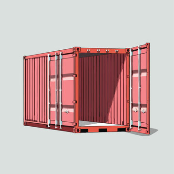 Red cargo container vector isolated