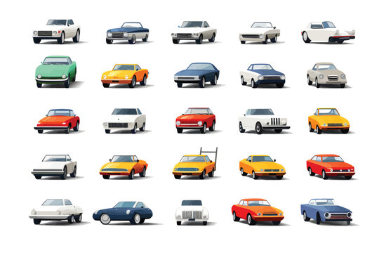 Cars set isolated