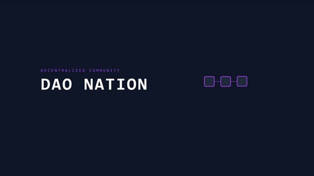 Dao nation decentralized community motion for blockchain technology and cryptocurrency governance concepts animation 4k
