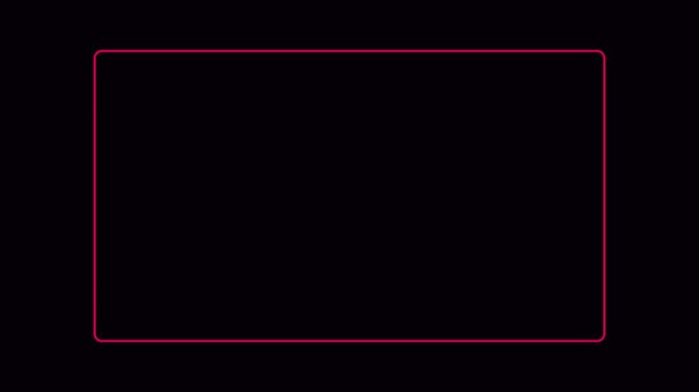 Neon pink glowing rectangular frame border animation on 4k black background