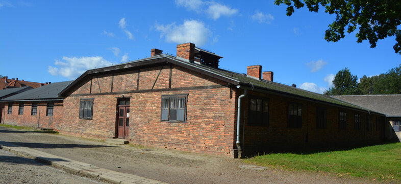 AUSCHWITZ BIRKENAU POLAND: Prisoners barracks of Auschwitz concentration camp was a complex of concentration and extermination camp operated by Nazi Germany in occupied Poland during WWII