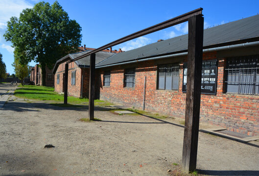 AUSCHWITZ BIRKENAU POLAND: Gallow of the German nazi concentration and extermination camp world heritage,  Here were exterminated 1.5 million people at the second world war.