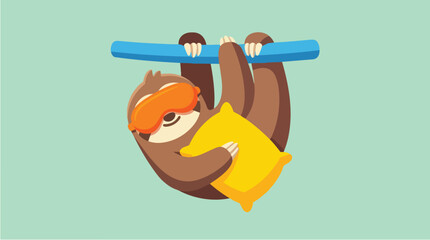 Naklejka premium Sloth mascot holding yellow pillow 202608280421