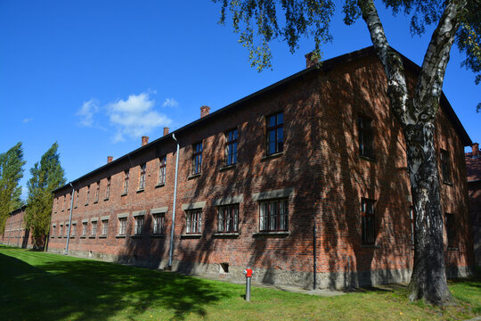 AUSCHWITZ BIRKENAU POLAND: Prisoners barracks of Auschwitz concentration camp was a complex of concentration and extermination camp operated by Nazi Germany in occupied Poland during WWII