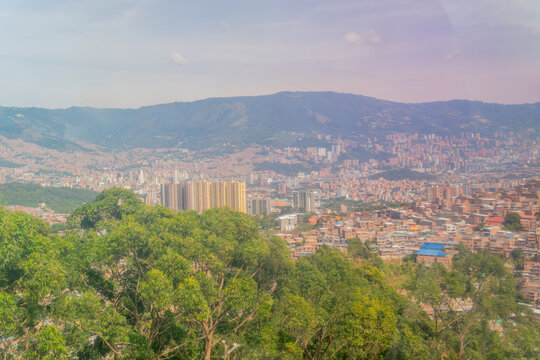 Medellin cityscape view from metrocable station